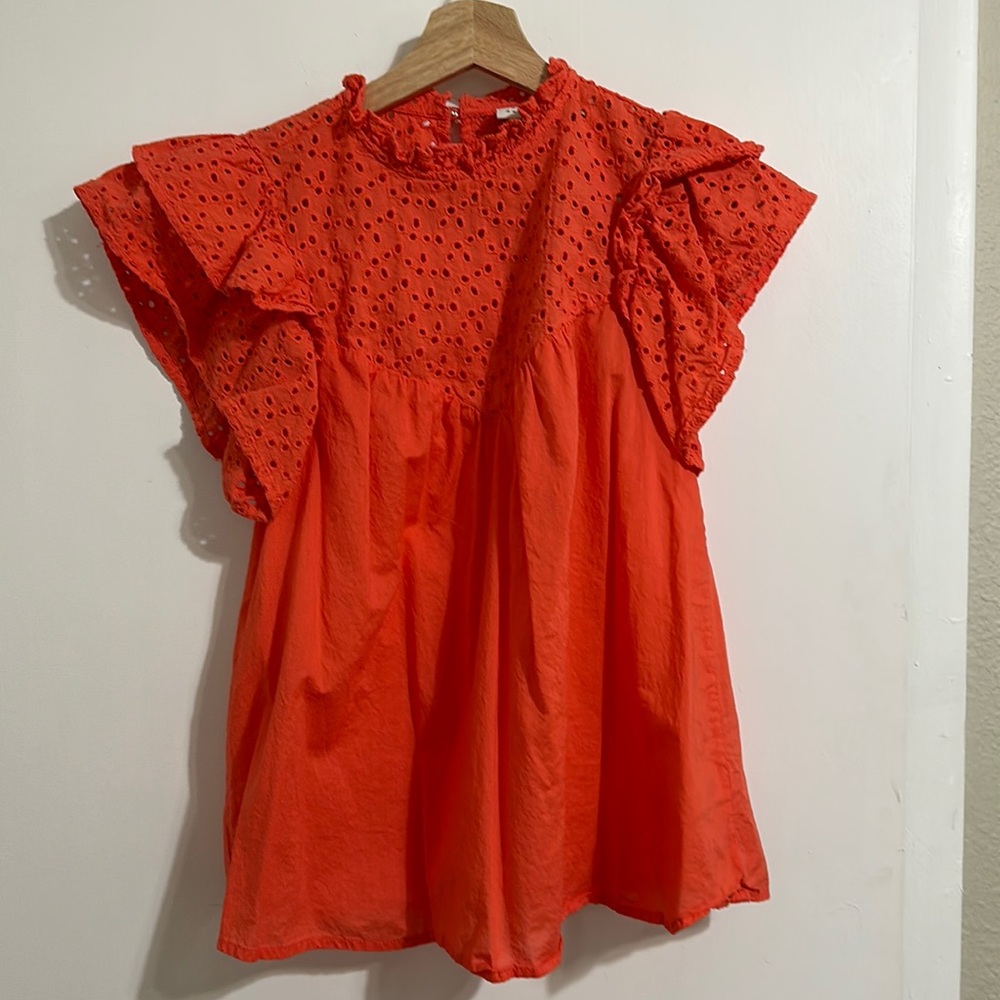 NWOT A New Day Eyelet Flutter Sleeve Top